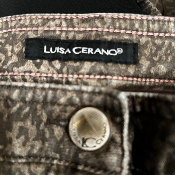 LUISA CERANO Brown Leopard Print Straight Leg Jeans - EUC - Size 12 - Picture 9 of 11